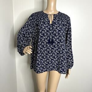Old Navy Blue Floral Peasant Top